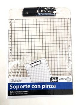 CARPETA CON PINZA A4 PVC CON REGLA. TRANSPARENTE. OFFICE BOX.