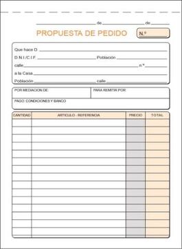 TALONARIO PROPUESTA DE PEDIDO CUARTO NATURAL. 2H. PLUS OFFICE.