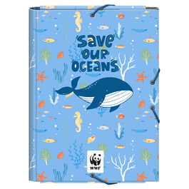 CARPETA DE GOMAS T.FOLIO. CARTÓN DURO. WWF SAVE OUR OCEANS.