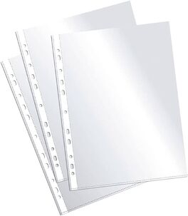 FUNDA MULTITALADRO A4 CRISTAL. CAJA 100UDS. PARDO.