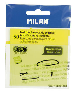 NOTAS ADHESIVAS MILAN 76X76MM TRANSPARENTE AMARILLO