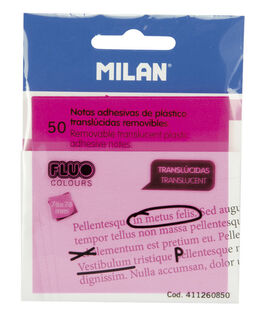 NOTAS ADHESIVAS MILAN 76X76MM TRANSPARENTE ROSA