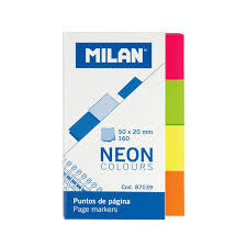 BANDERITAS ADHESIVAS MILAN 50X20 4 COLORES NEON