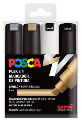 ROTULADOR POSCA PC-8K ESTUCHE 4 COLORES.