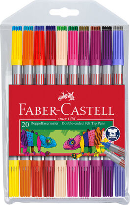 ROTULADOR DOBLE PUNTA 20 COLORES. FABER CASTELL.