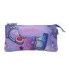 Estuche escolar eco-friendly tres compartimentos morado Meowsical - Tablero. TOTTO.