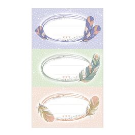 ETIQUETAS NOMBRES BLISTER 9 STICKER PLUMAS.