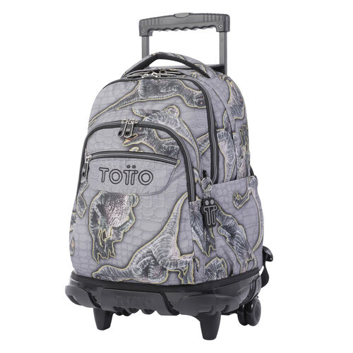 Mochila escolar con ruedas estampado dinosaurios - Renglones. TOTTO.