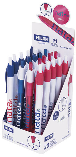 BOLIGRAFOS P1 MILAN NATA TINTA AZUL.