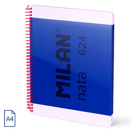 CUADERNO A4 ESPIRAL TAPA DURA CUADRICULADO 80H NATA AZUL.MILAN.