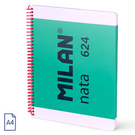 CUADERNO A4 ESPIRAL TAPA DURA CUADRICULADO 80H NATA VERDE.MILAN.