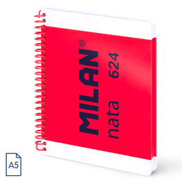 CUADERNO A5 ESPIRAL TAPA DURA 80H LISAS MILAN NATA 624 ROSA. MILAN.