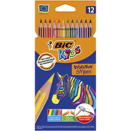 LAPIZ  BIC EVOLUTION STRIPES 12 COLORES SURTIDOS.