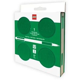 Cuaderno Lego con Bolígrafo de Gel Cuadrado Verde
