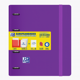 CARPETA DE ANILLAS  A4+ RECAMBIO 5X5 VIOLETA. OXFORD.