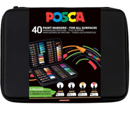 ROTULADOR POSCA MALETA DE 40 UNIDADES COLORES DIFERENTES.