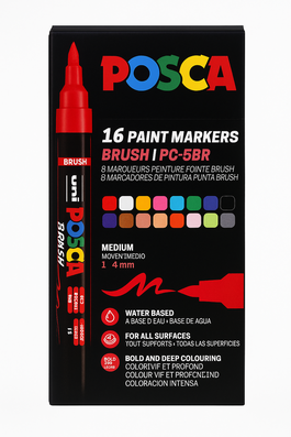 ROTULADOR POSCA PC-5BR BRUSH SET 16 COLORES