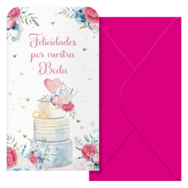 TARJETA DE FELICITACION BILLETERO BODA. DOHE.