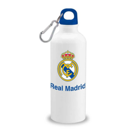 BOTELLA ALUMINIO 500ML CON MOSQUETON REAL MADRID