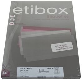 ETIQUETAS INKJET & LASER A4 ETIBOX 70X35 24 ETIQUETAS POR HOJA. CAJA 100