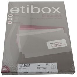 ETIQUETAS INKJET & LASER A4 ETIBOX 105x148,5 4 ETIQUETAS POR HOJA. CAJA 100