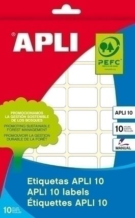 ETIQUETAS ADHESIVAS BLANCAS REDONDO Ø10 10 HOJAS APLI 1625