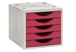 MODULO 5 CAJONES GRIS/FUCSIA