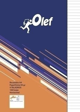 RECAMBIO OLEF A4 100h 4 TALADROS. RAYADO HORIZONTAL.