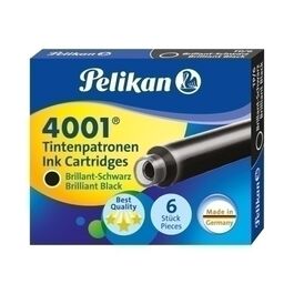 TINTA PARA PLUMA EN CARTUCHOS. PELIKAN. 4001. NEGRO. PACK 6.