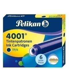 TINTA PARA PLUMA EN CARTUCHOS. PELIKAN. 4001. AZUL. PACK 6.