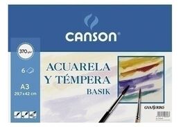 PAPEL ACUARELA A3 BASIK CANSON PACK 6