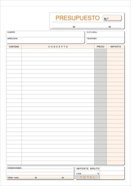 TALONARIO PRESUPUESTO FOLIO T-96 NATURAL DUPLICADO AUTOCOPIANTE