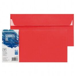 Sobre DL Plus Office 110mmx220mm 120g Rojo 20ud.