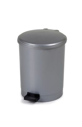 PAPELERA PLASTICO GRIS CON TAPA PEDAL 12 LITROS